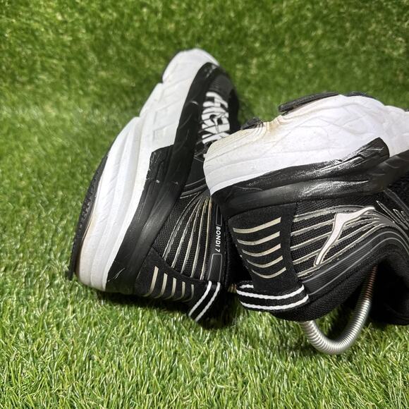 Hoka One One Bondi 7 Black Running Shoes Sneakers 10.5 Women 1110519 BWHT - Picture 10 of 14